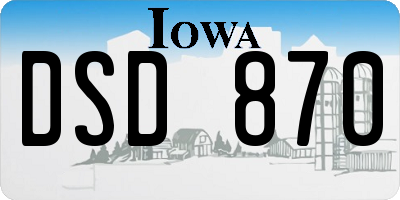 IA license plate DSD870