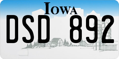 IA license plate DSD892