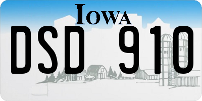 IA license plate DSD910
