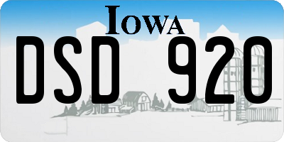 IA license plate DSD920