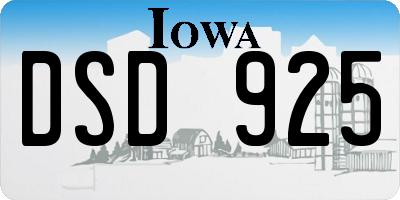 IA license plate DSD925