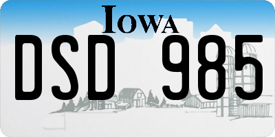IA license plate DSD985