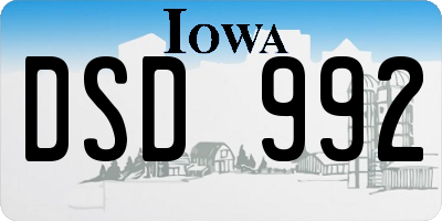 IA license plate DSD992