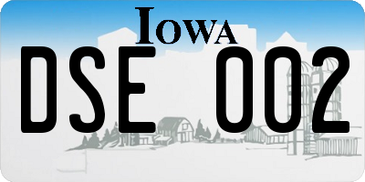 IA license plate DSE002