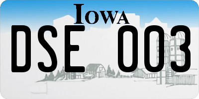 IA license plate DSE003