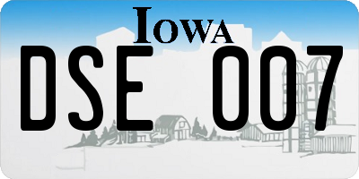 IA license plate DSE007