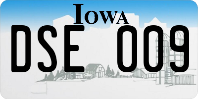 IA license plate DSE009