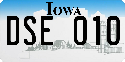IA license plate DSE010