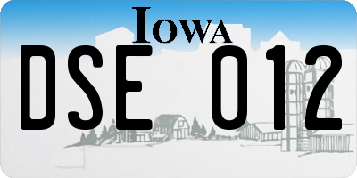 IA license plate DSE012