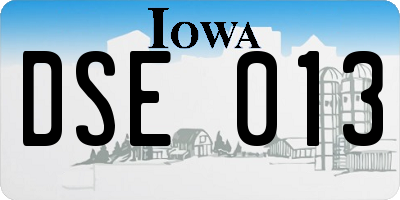 IA license plate DSE013