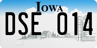 IA license plate DSE014