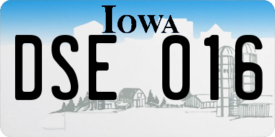 IA license plate DSE016