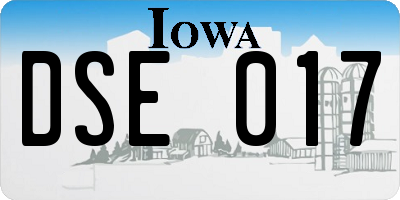 IA license plate DSE017