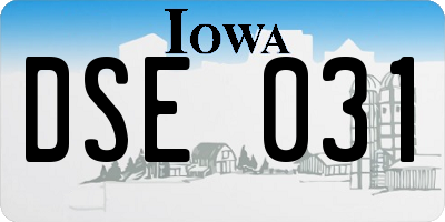 IA license plate DSE031