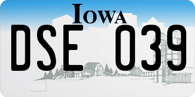 IA license plate DSE039