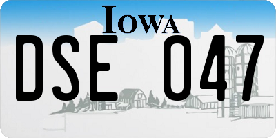 IA license plate DSE047