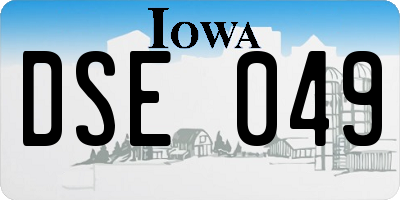 IA license plate DSE049