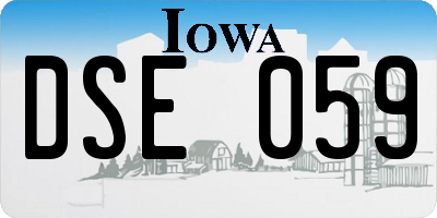 IA license plate DSE059