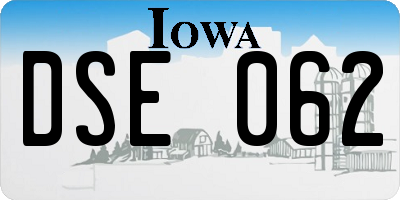 IA license plate DSE062