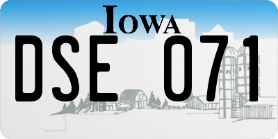 IA license plate DSE071