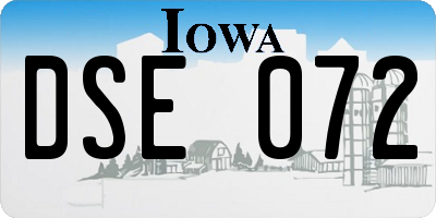 IA license plate DSE072