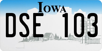 IA license plate DSE103