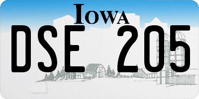IA license plate DSE205
