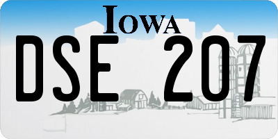 IA license plate DSE207