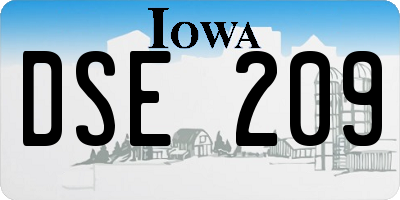 IA license plate DSE209
