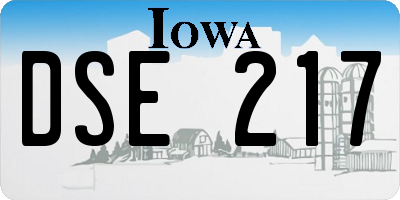 IA license plate DSE217