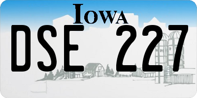 IA license plate DSE227