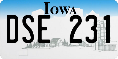 IA license plate DSE231