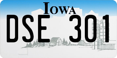 IA license plate DSE301
