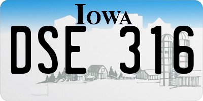 IA license plate DSE316