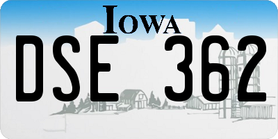 IA license plate DSE362