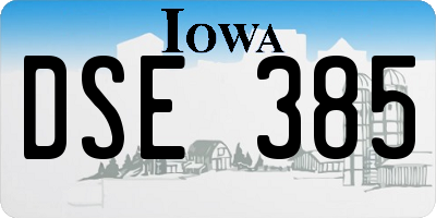 IA license plate DSE385