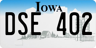 IA license plate DSE402