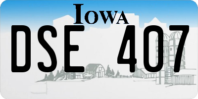 IA license plate DSE407