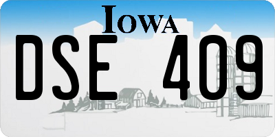 IA license plate DSE409