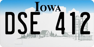 IA license plate DSE412