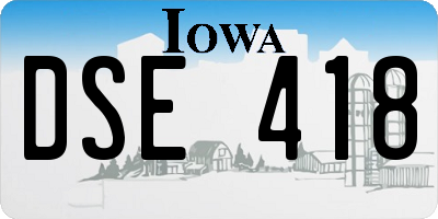 IA license plate DSE418