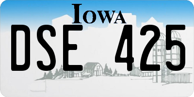 IA license plate DSE425