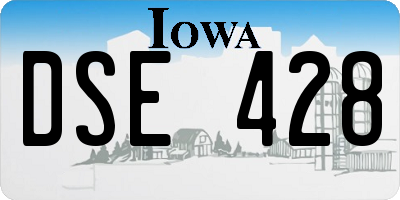 IA license plate DSE428