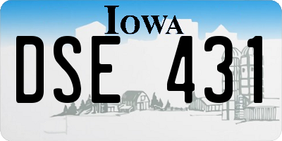 IA license plate DSE431