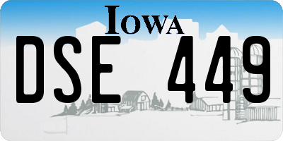 IA license plate DSE449
