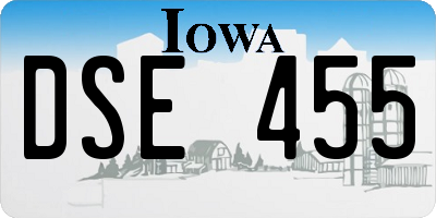 IA license plate DSE455
