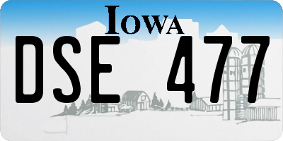 IA license plate DSE477