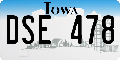 IA license plate DSE478