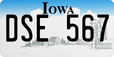 IA license plate DSE567
