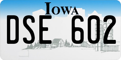 IA license plate DSE602